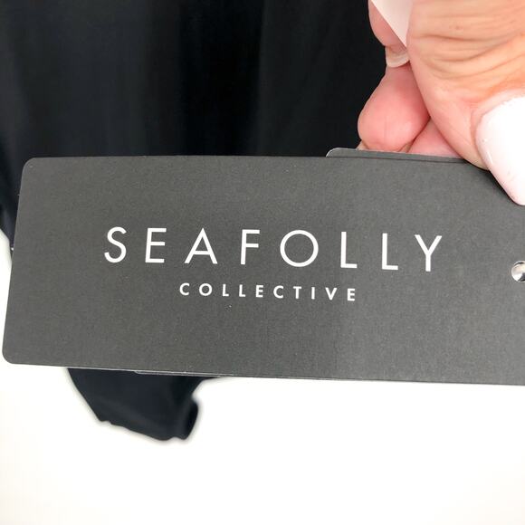 SEAFOLLY COLLECTIVE Women's One Piece Swimsuit US 14 Black Cap Sleeve NWT - Picture 10 of 16